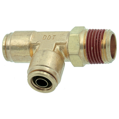 1/2 x 1/2 x 1/2" Brass DOT Male NPT - Push-To-Connect - Push-To-Connect Swivel Tee   G70T60PX-08-08