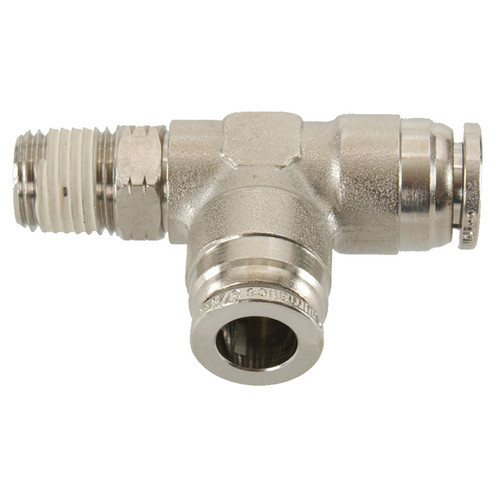 3/8 x 3/8 x 3/8" Nickel Plated Brass Male NPT - Push-To-Connect - Push-To-Connect Tee   G60T60P-06-06