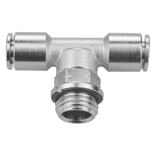 1/2 x 1/2 x 1/2" Nickel Plated Brass Uni Thread - Push-To-Connect - Push-To-Connect Tee   G60T6018P-08-08
