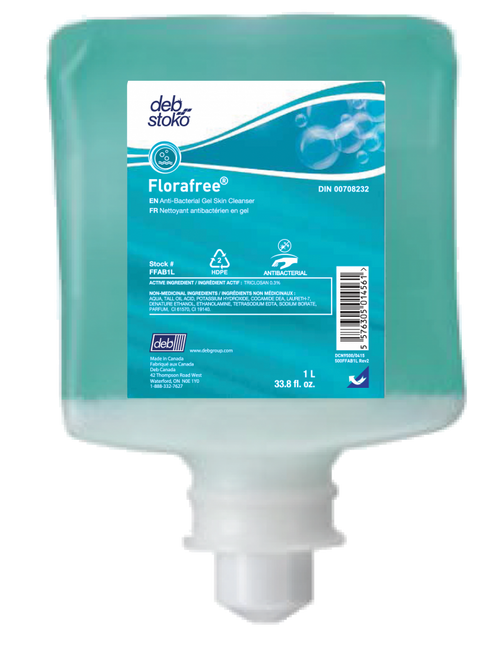 Deb Florafree® Anti-Bacterial Gel Skin Cleanser 1L Refill Cartridge  FFAB1L