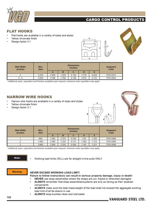 2" Narrow Wire Hook   3703 0008