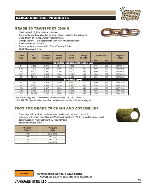 5/16" x 550' Grade 70 Transport Chain   3807 1020