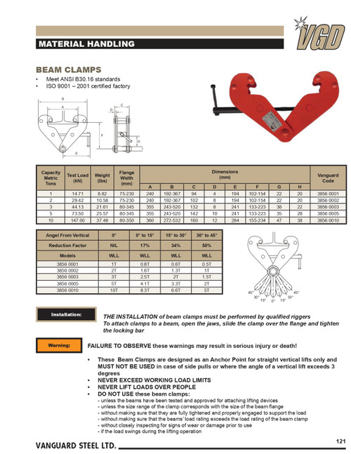 10T Heavy Duty Beam Clamp w/Locking Screw   3856 0010