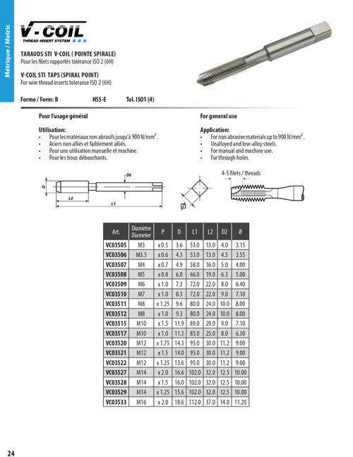 M6 x 1.0 V-Coil® Replacement Tap   VC03509