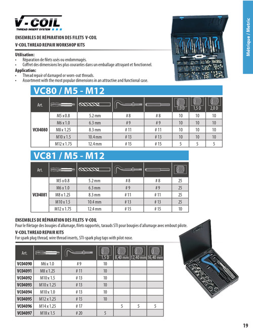 M5 - M12 V-Coil® Thread Repair Workshop Kit   VC04080