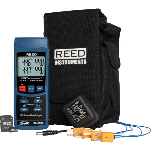 Data Logging Thermometer w/ SD Card Power Adapter & Thermocouple Probes   R2450SD-KIT3