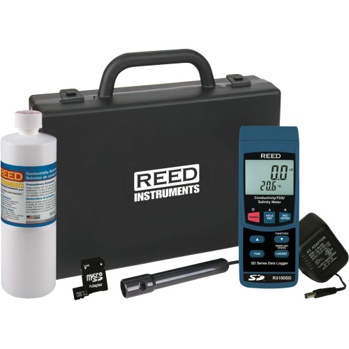 Data Logging Conductivity TDS Salinity Meter w/ SD Card Power Adapter  & Solution   R3100SD-KIT