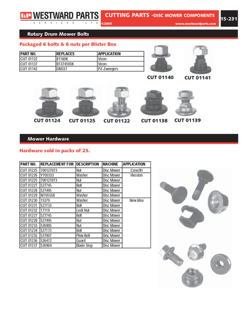 25 Pack Disc Mower Nuts  CUT01225