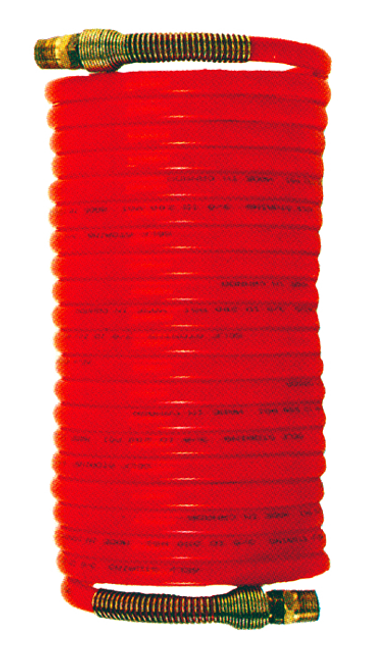 1/4" x 25' Male NPT Swivel - Polyurethane Self-Storing Coiled Air Hose Assembly  1936-4-25