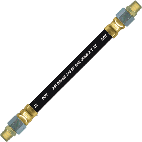 3/8 x 28" Black Rubber DOT SAE J1402 Air Brake Hose Assembly  HAB-6-28C-SW