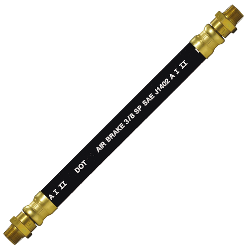 3/8 x 50" Black Rubber DOT SAE J1402 Air Brake Hose Assembly  HAB-6-50C-LSW