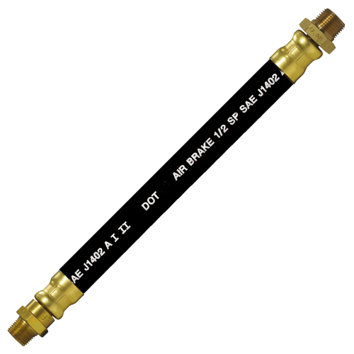 1/2 x 48" Black Rubber DOT SAE J1402 Air Brake Hose Assembly  HAB-8-48CLSC