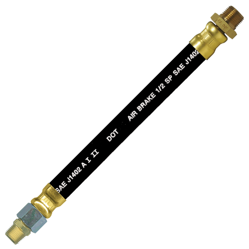 1/2 x 62" Black Rubber DOT SAE J1402 Air Brake Hose Assembly  HAB-8-62C