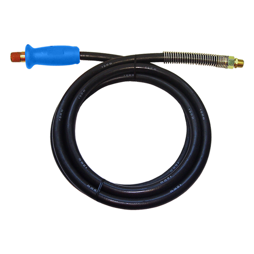 3/8" x 15' Black Rubber DOT SAE J1402 Air Brake Hose Assembly w/Blue Grip & Spring Guard  HABBLU-15GGSG