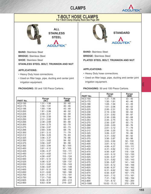 8.63 - 8.94" T-Bolt Clamp - S/S Band - S/S Bolt  HC2-900