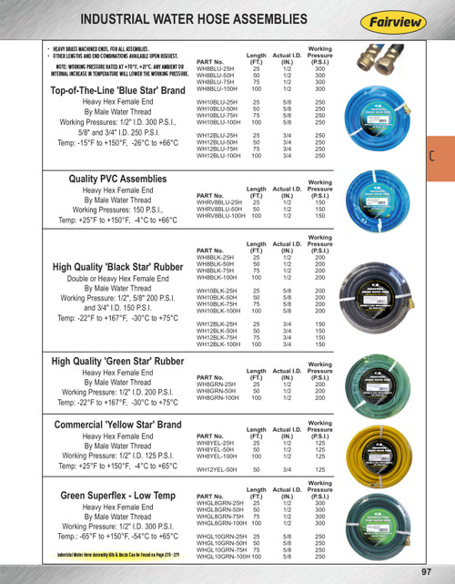 1/2" x 100' "Green Superflex" Low Temp Industrial Water Hose Assembly  WHGL8GRN-100H