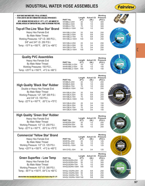 1/2" x 25' "Green Superflex" Low Temp Industrial Water Hose Assembly  WHGL8GRN-25H