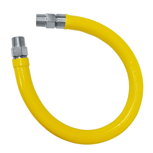 1 x 36" Male NPT Swivel Yellow Coated S/S Natural Gas Hose Assembly  ACM-100-GAS-SP36