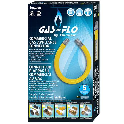 1 x 48" Yellow Coated S/S Natural Gas Appliance Hose Kit  ACM-100KIT-48