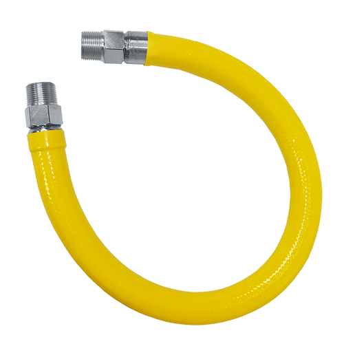 3/4 x 72" Male NPT Swivel Yellow Coated S/S Natural Gas Hose Assembly  ACM-75-GAS-SP72