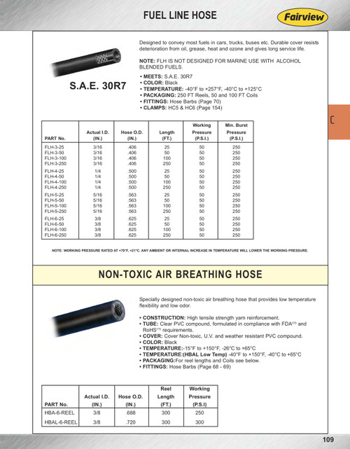 3/16" x 25' Fuel Line Hose - SAE 30R7  FLH-3-25