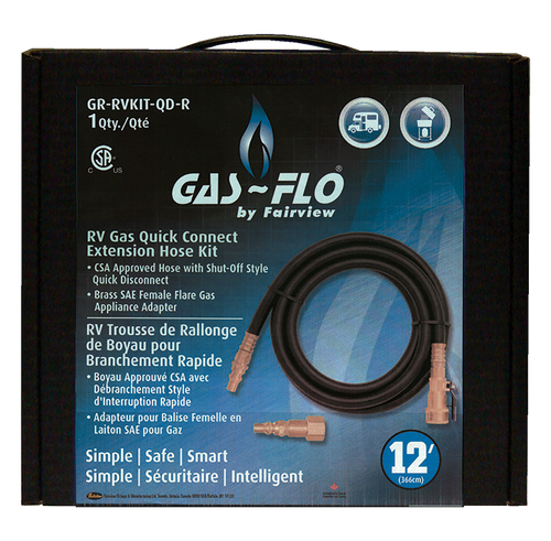 Recreational Vehicle Propane Hose Assembly w/QD Couplers  GR-RVKIT-QD-R