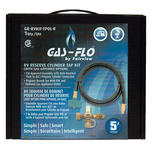 Recreational Vehicle Propane Two Hose Assembly w/Primus Tee & Inverted Flare  GR-RVKIT-TPOL2-R