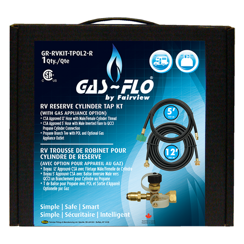 Recreational Vehicle Propane Hose Assembly w/Primus Tee & Inverted Flare  GR-RVKIT-TPOL-R