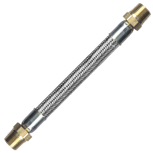 3/16 x 18" Male NPT PTFE Hose/Stainless Steel Cover Crimped Hose Assembly  HT4C18MP2MP2