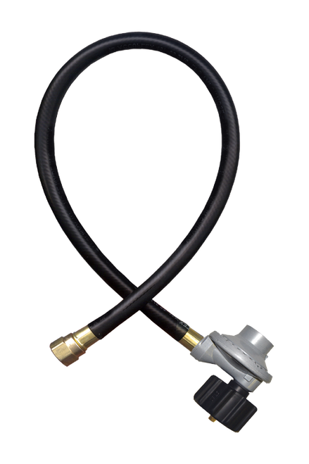 1/4 x 30" Female 45° SAE - Female QCC1 - Type I Nitrile Rubber BBQ Hose Assembly w/Regulator  I4C30GRQC