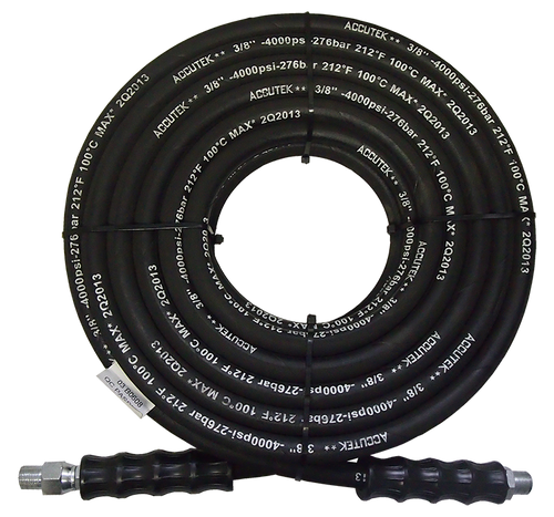 3/8" x 75' Black 4000 PSI General Purpose Male NPT Solid/Swivel Pressure Wash Hose Assembly  PW2A-6-75