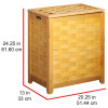 Oceanstar Natural Finished Rectangular Veneer Laundry Wood Hamper with Interior Bag, woven wood design, light brown color, 20.25in x 13in x 24.25in.