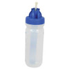 Diercon Portable Water Bottle with Built-in Filter, clear plastic, blue cap, and spout, transparent body.