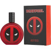 Marvel Deadpool Eau De Toilette Spray 3.4 oz red bottle and packaging.