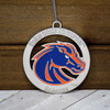 Boise State Broncos Ornament, white with blue and orange logo, featuring university name and team branding, Boise State Broncos.
