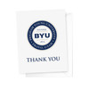 BYU Cougars white thank you cards, 10 pack, featuring the Brigham Young University logo and "Thank You" text.