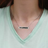 Clemson Tigers Bar Necklace in silver tone with black lettering and heart detail.