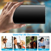 Black 20000mAh power bank external battery pack phone charger, ultra-thin portable charger for office, travel, outdoor use.