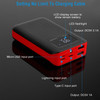 10000mAh Portable Power Bank External Battery Pack Charger Dual USB Charge Ports with LCD Display Flashlight Type C Micro USB Lightning Input Ports