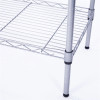 Five-tier adjustable steel shelving unit with wire rack, heavy-duty organizer in silver color.