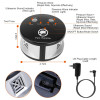 Electronic pest repeller, black and silver, with on/off button and US plug, 4.72in diameter, for repelling mice, rats, and squirrels effectively.
