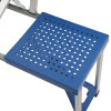 Blue plastic folding chair with perforated seat and metal frame, thickening design, part of Siamese Folding Tables and Chairs set.