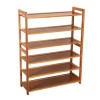 inQ Boutique 6 Tier Wood Bamboo Shelf Entryway Storage Shoe Rack Home Furniture brown color.