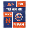New York Mets MLB Colorblock Personalized Silk Touch Throw Blanket
