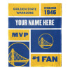 Golden State Warriors NBA Colorblock Personalized Silk Touch Throw Blanket