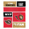 Ottawa Senators NHL Colorblock Personalized Silk Touch Throw Blanket