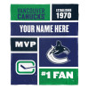 Vancouver Canucks NHL Colorblock Personalized Silk Touch Throw Blanket