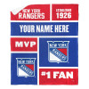 New York Rangers NHL Colorblock Personalized Silk Touch Sherpa Throw Blanket