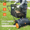 VEVOR Push Lawn Sweeper, 21-inch Leaf & Grass Collector, black and orange lawn sweeper with mesh bag on a green lawn.