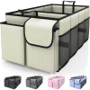 3P Experts Compact Foldable Trunk Organizer in beige, black, gray, pink, and blue colors.